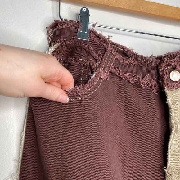 JADED LONDON Brown Patchwork Distressed Jeans | Size: 30 - Picture 4 of 8